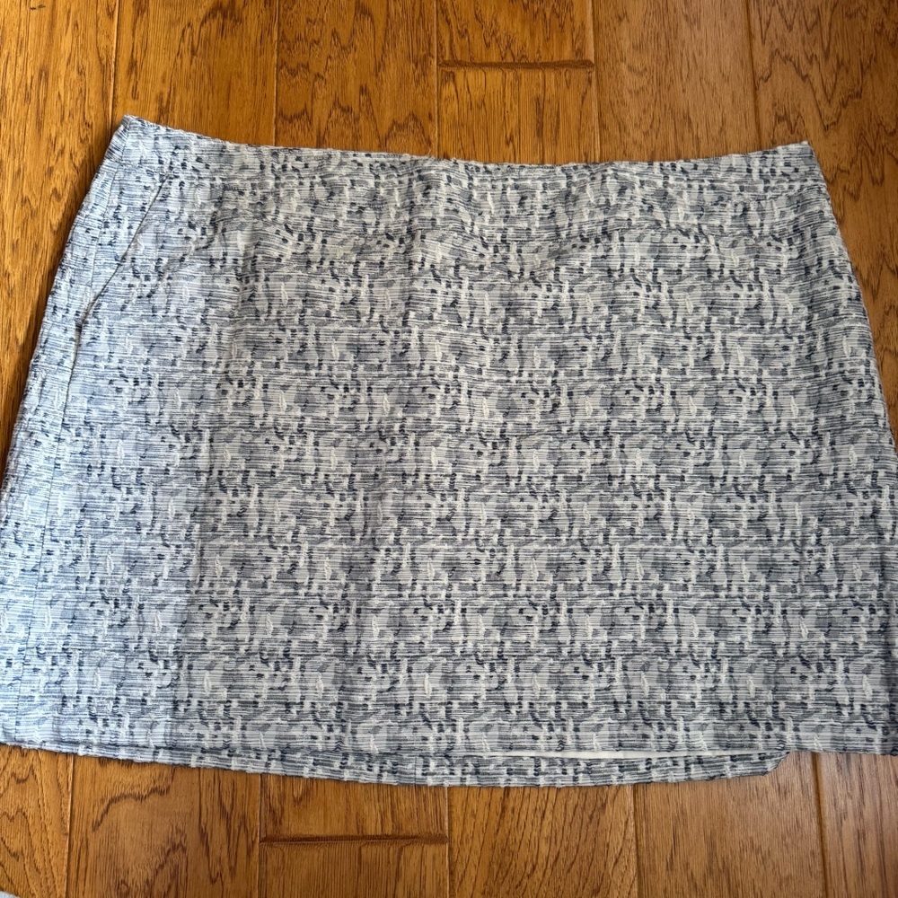 Ann Taylor Loft Tweed Mini Skirt Women’s 26 Blue White Office Casual Spring